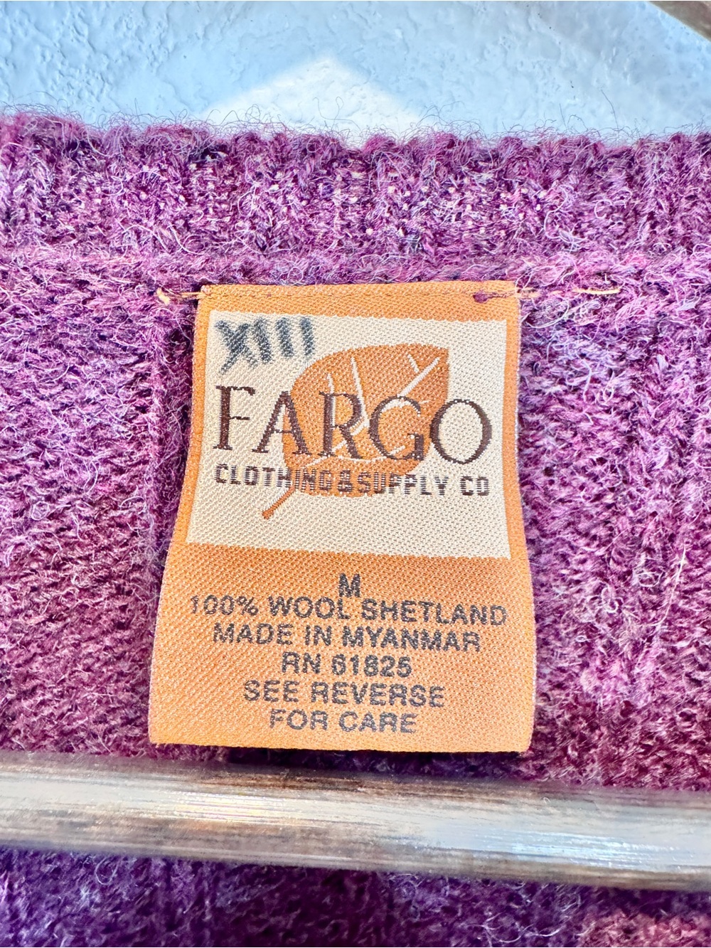 Fargo Clothing Supply Co Medium Wool Grandpa Sweater Purple Stripe Cozy M J62 - Picture 2 of 7